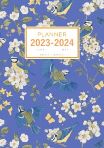 planner 2023-2024: a5 weekly and monthly organizer from june 2023 to may 2024 | bird and blooming flower tree design blue