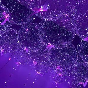 Led Balloons Light up Balloons Clear Bobo Balloons Transparent Light Balloons for Party, Birthday, Anniversary, Wedding (Purple, with battery)