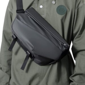 Veki Crossbody Bag for Men Large Capacity Sling Bags One Strap Backpack Waterproof Shoulder Pack for Hiking Motorcycle Riding (Dark Grey)