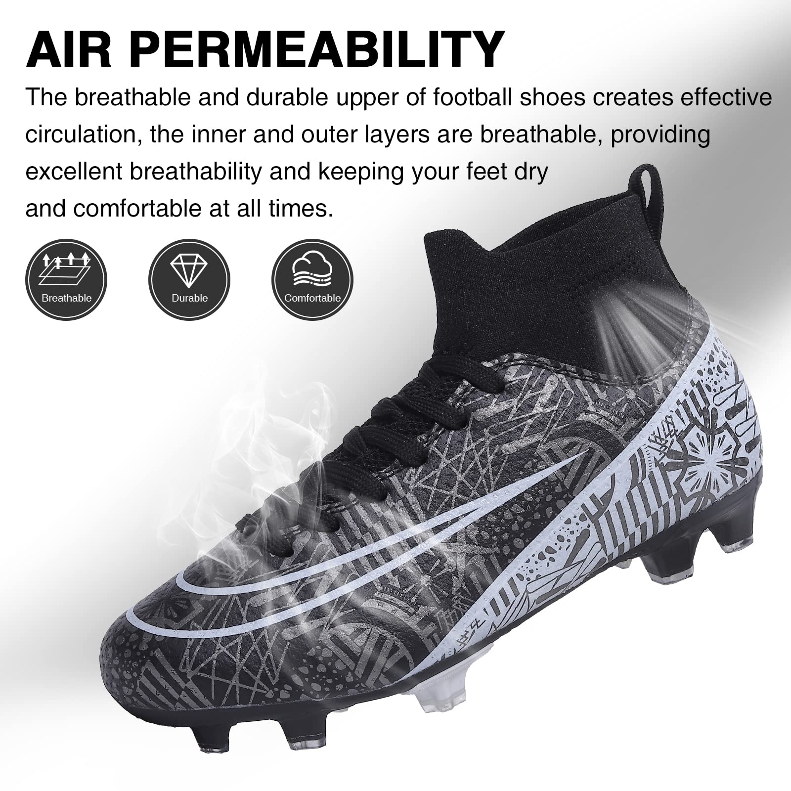 Mens Soccer Shoes Soccer Cleats Women Football Cleats Tacos De Futbol para Hombre Football Shoes for Turf Futsal Shoes Cleats Football Turf Cleats Professional Football Training Boots AG FG