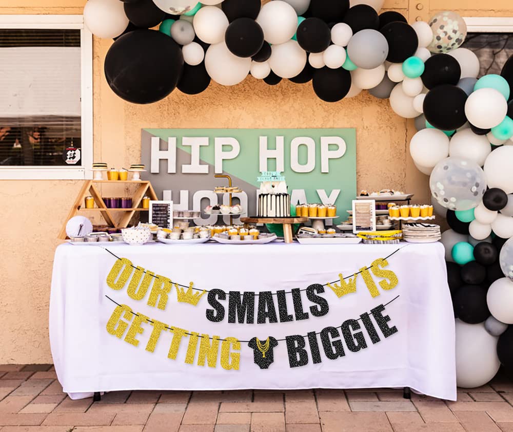 Our Smalls is Getting Biggie Banner for Hip Hop First Birthday The Big One 1st Birthday Party Decorations