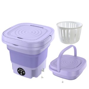 portable washing machine, foldable mini washer for baby clothes, underwear bra intimates delicates socks or apartment, camping, rv, travel, business trip (110v-240v), with us adapter, purple color