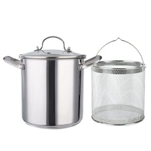 kerilyn deep fryer pot, 4.5l stainless steel frying pot with basket, fish fryer with transparent lid, for kitchen french fries, chicken etc.