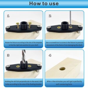 YZZHAJ Dowel jig Kit Floating Shelf Bracket Drill Guide Woodworking for Straight Hole 1/2 Inch Drill Bit Self Centering Doweling Drill Jig for Invisible Shelf Brackets Hardware