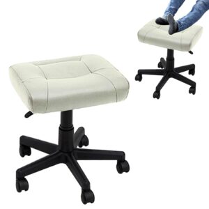 adjustable footrest ottoman stool with 360° rolling wheels ergonomic footrest under desk foot rest for home or office use (beige)