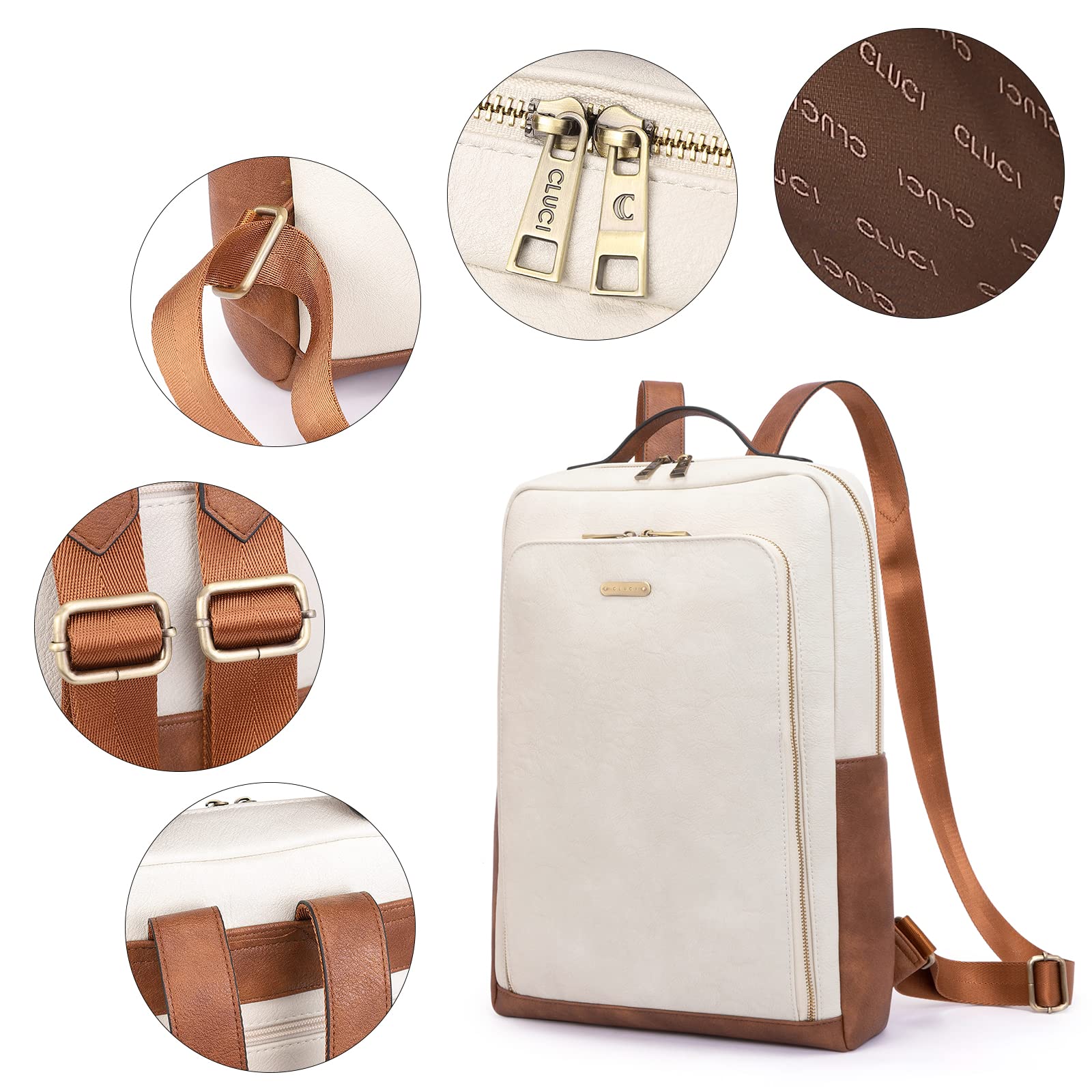 CLUCI Small Crossbody Purses bundles with Leather Laptop Backpack for Women