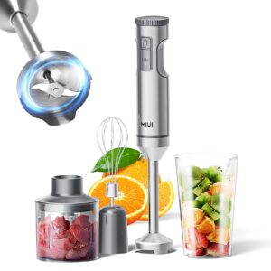 miui immersion handheld blender - blenders for kitchen hand mixer set, 14-speed stainless steel blade & body hand stick, hand blender electric with egg whisk, perfect for kitchen mixing and pureeing