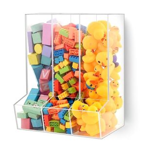 bssoyamm acrylic wall toy dispenser, self adhesive wall toy organizer for kids, clear storage bin for playroom, no drilling toy storage wall mounted for cars, blocks,trains, darts, snacks, balls