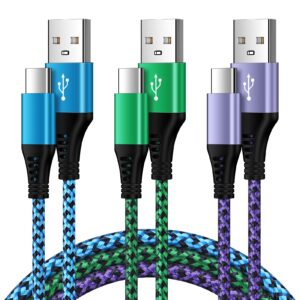 samsung s24 usb c cable 3a fast charging 3-pack [1.6/3/6ft] for google pixel 8 7a 7 pro 7 6a 6 pro 5,usb a to type c android phone charger cord for galaxy a15 a14 5g/a25/a54/a23/s23/s22/s21/a53/a13