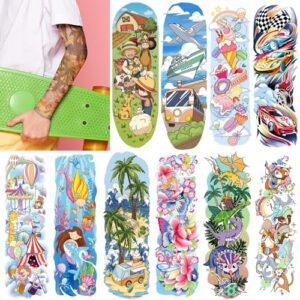 emome full half tattoo sleeves for kids,66 sheets kids tattoos temporary for girls boys,space donut mermaid themed fake tattoos stickers for kids party favors supplies