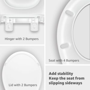 "Premium Soft-Close ELONGATED Toilet Seat with Quick-Release Hinge, Heavy Duty and Secure Fit, Easy Installation and Cleaning, 18.5", White Oval Design."