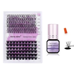 cluster lash glue black sensitive waterproof lash glue long lasting diy lash glue and 2 style wide-stem lash clusters c/d curl thin band cluster lashes