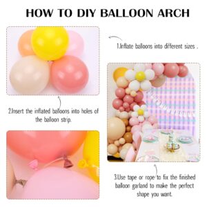 RUBFAC Pink Balloon Arch Kit, 147pcs Boho Blush Daisy Balloons Retro Dusty Pink Nude Sand White Brown Balloon for Valentine's Day Baby Shower Birthday Wedding Retro Hippie Groovy Party Decorations