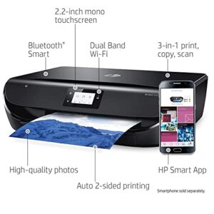 HP Envy 5055 Wireless All-in-One Color Photo Inkjet Printer, Black - Print Scan Copy - 2.2" Touchscreen LCD, 10 ppm, 1200 x 1200 dpi, Auto 2-Sided Printing, Borderless Printing, Bluetooth, USB