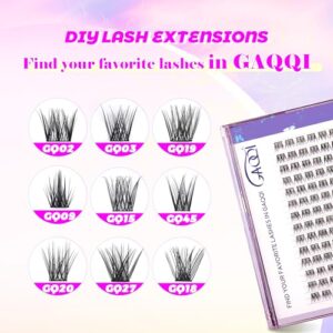 GAQQI Lash Clusters, GQ19 Individual Lashes 168pcs C Curl, DIY Lash Extension 10-16mm Mixed Length False Eyelash Clusters, Natural & Wispy Lash Wisps (GQ19,C Curl,10-16mm)