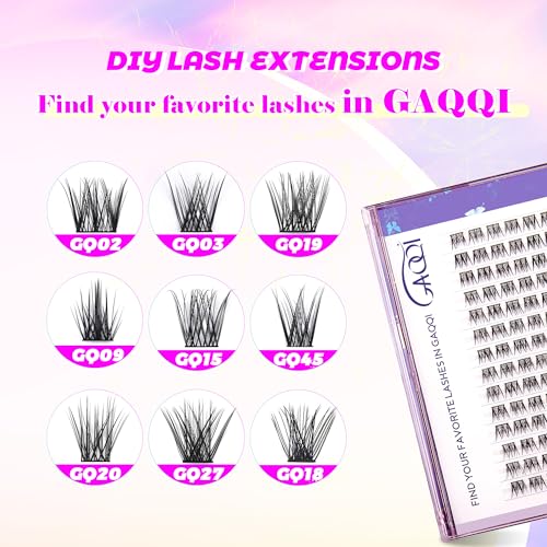 GAQQI Lash Clusters, GQ19 Individual Lashes 168pcs C Curl, DIY Lash Extension 10-16mm Mixed Length False Eyelash Clusters, Natural & Wispy Lash Wisps (GQ19,C Curl,10-16mm)