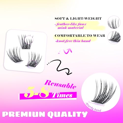 GAQQI Lash Clusters, GQ19 Individual Lashes 168pcs C Curl, DIY Lash Extension 10-16mm Mixed Length False Eyelash Clusters, Natural & Wispy Lash Wisps (GQ19,C Curl,10-16mm)