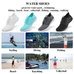 Racqua Womens Water Shoes Swim Lightweight Quick Drying Beach Aqua Shoes Walking Shoes for Swimming or Water Sport White 8.5