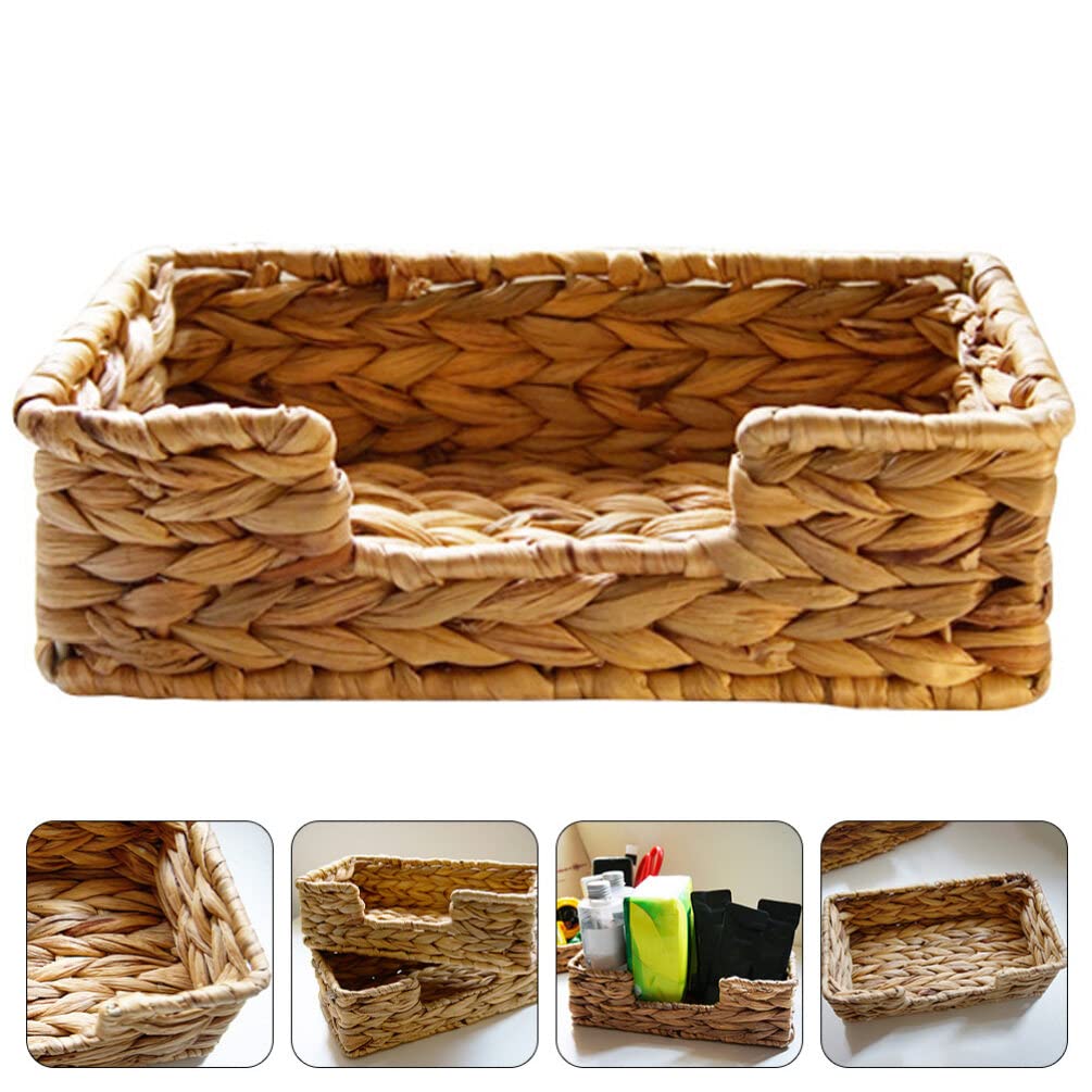 Cabilock 2pcs Sundries Basket Cosmetics Organizer Plant Shelving Shelves Baskets Top Teacups Woven Wicker Napkin Baskets Natural Toilet Tissue Towel Dispenser Bag Seaweed Clothes Box Straw