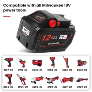 Lomrige 18V Battery Replacement for Milwaukee M18 Battery 12.0Ah 48-11-1850 48-11-1840 48-11-1815 48-11-1820 48-11-1852 48-11-1828 48-11-1822 Cordless Power Tool