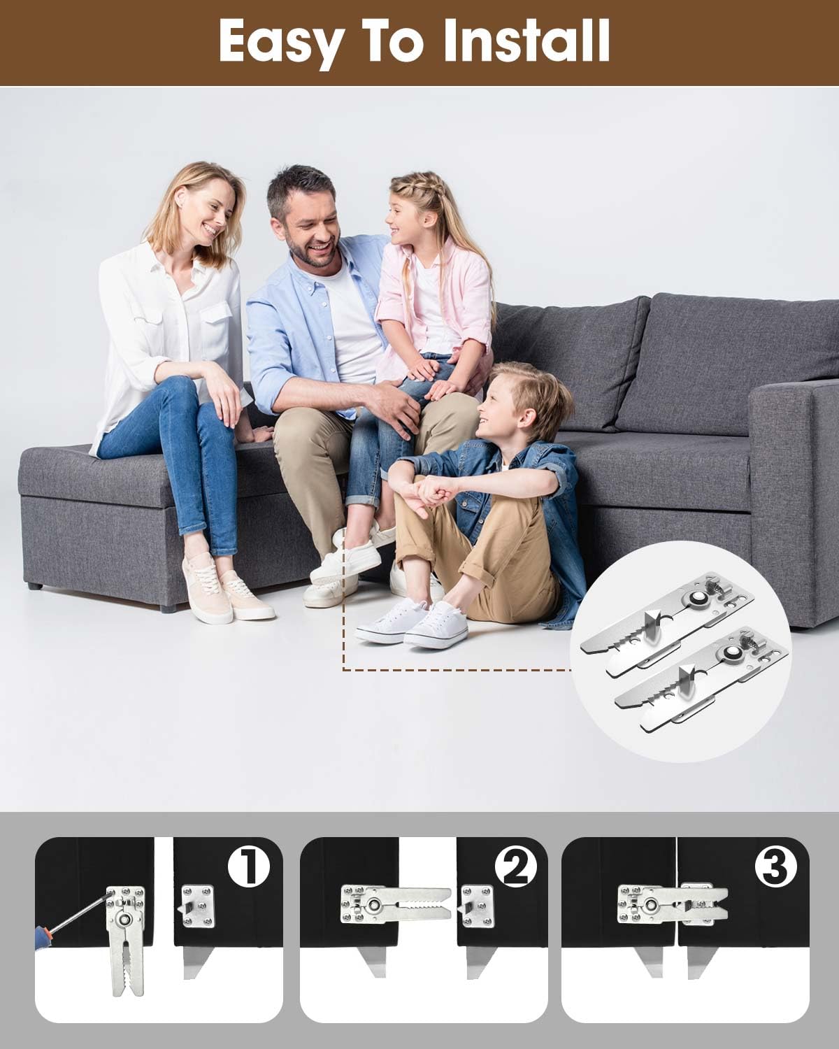 Sectional Couch Connectors,Couch Connections for Sectionals,Sofa Connector Bracket with 16 Screws, Suitable for Loveseat(Sofa Alligator Clips 2 Pairs)