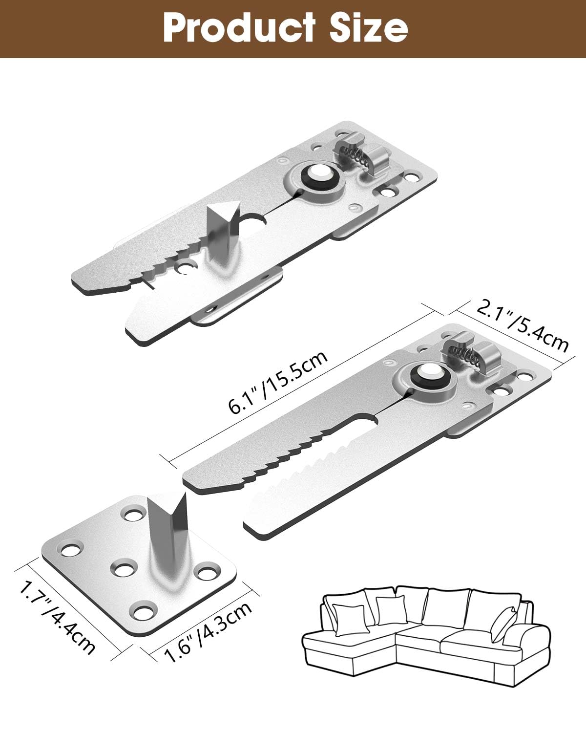 Sectional Couch Connectors,Couch Connections for Sectionals,Sofa Connector Bracket with 16 Screws, Suitable for Loveseat(Sofa Alligator Clips 2 Pairs)