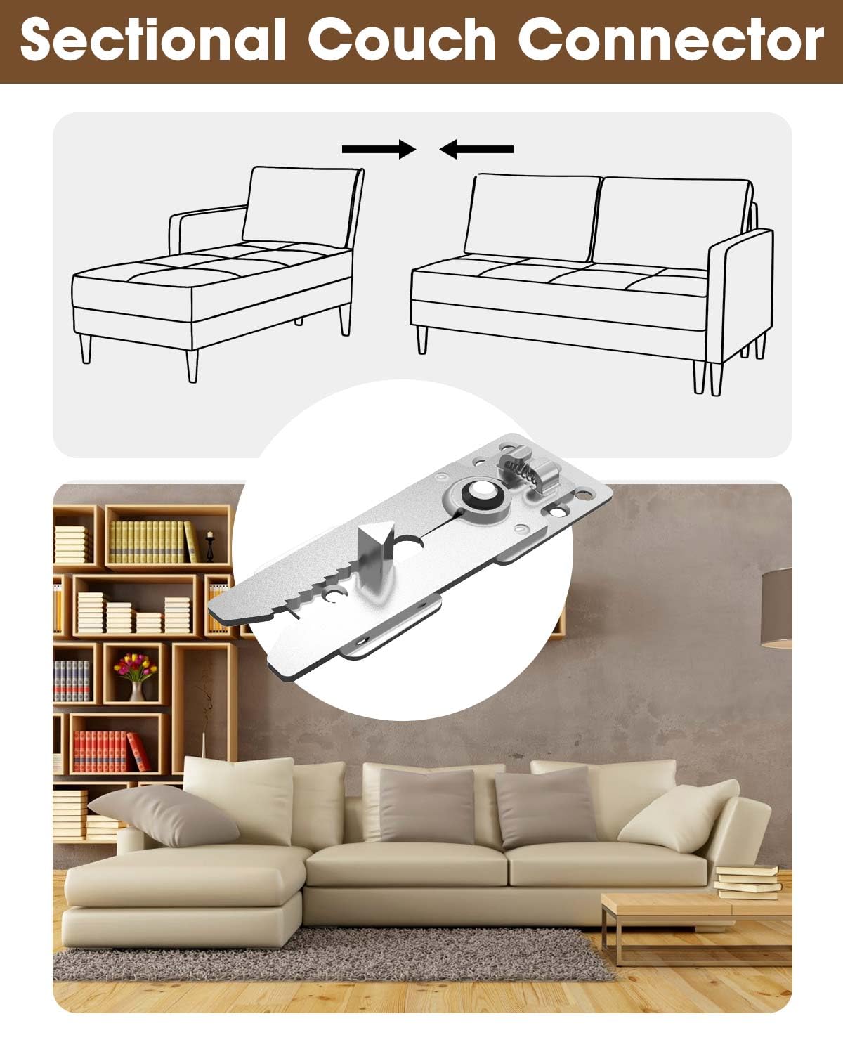 Sectional Couch Connectors,Couch Connections for Sectionals,Sofa Connector Bracket with 16 Screws, Suitable for Loveseat(Sofa Alligator Clips 2 Pairs)