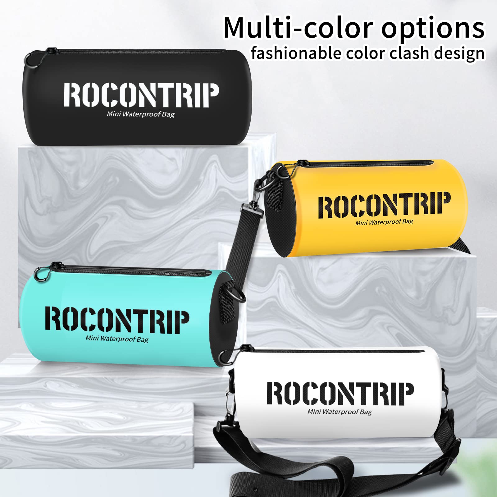 ROCONTRIP Crossbody Dry Bags IPX6 Lightweight Waterproof Bag Portable Swimming Bag Travel Waterproof Dry Bag for Fishing Snorkeling Diving Boating Kayaking Hiking（White）