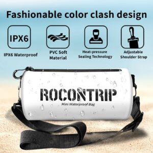 ROCONTRIP Crossbody Dry Bags IPX6 Lightweight Waterproof Bag Portable Swimming Bag Travel Waterproof Dry Bag for Fishing Snorkeling Diving Boating Kayaking Hiking（White）