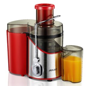 juicer machines, juilist 3" wide mouth juicer extractor max power 800w, for vegetable and fruit with 3-speed setting, 400w motor, easy to clean, red