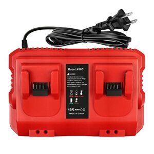 rapid battery charger station for milwaukee m18 charger dual bay simultaneous, compatible with milwaukee 18v lithium battery