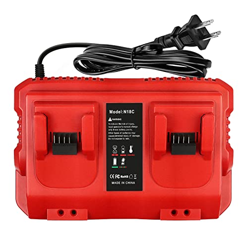 Rapid Battery Charger Station for Milwaukee M18 Charger Dual Bay Simultaneous, Compatible with Milwaukee 18V Lithium Battery