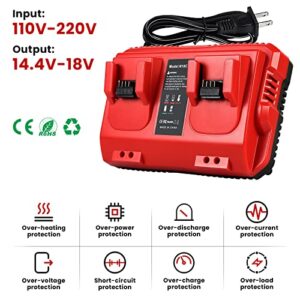 Rapid Battery Charger Station for Milwaukee M18 Charger Dual Bay Simultaneous, Compatible with Milwaukee 18V Lithium Battery