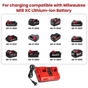 Rapid Battery Charger Station for Milwaukee M18 Charger Dual Bay Simultaneous, Compatible with Milwaukee 18V Lithium Battery