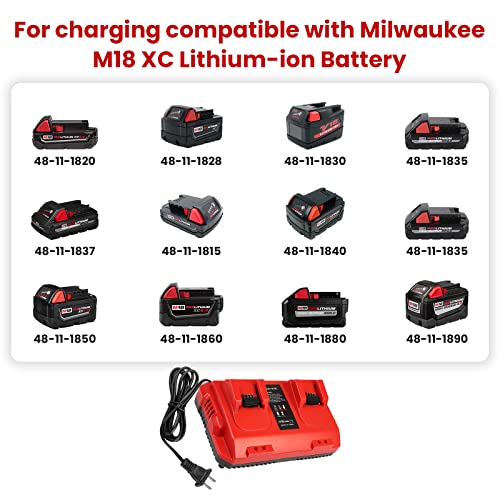 Rapid Battery Charger Station for Milwaukee M18 Charger Dual Bay Simultaneous, Compatible with Milwaukee 18V Lithium Battery