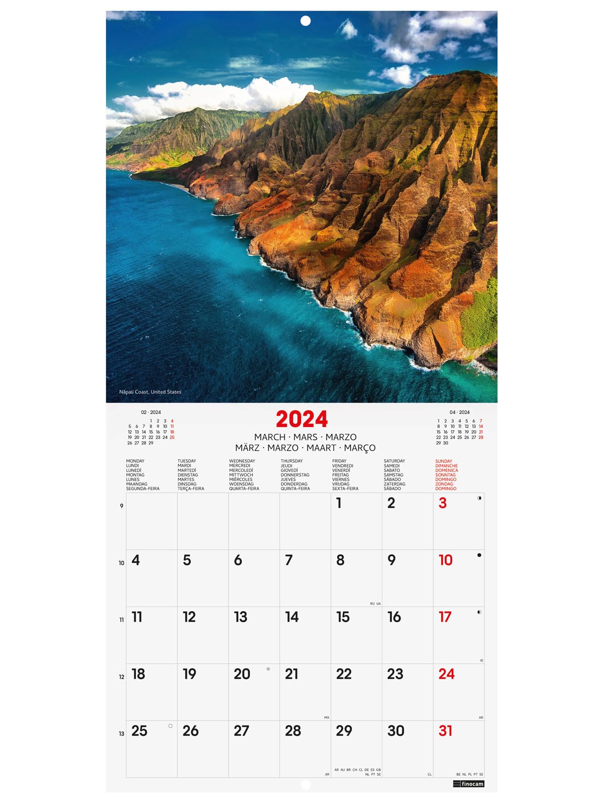 Finocam – Nature International Wall Photo Calendar 2024 January 2024 – December 2024 (12 months)