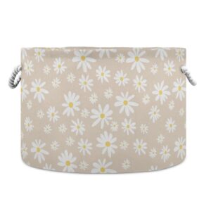 burbuja daisy on beige round storage basket with cotton rope handles, laundry basket for blankets, toys, nursery, living room decoration