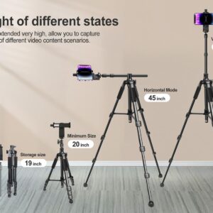 Elitehood Newest Ultra-Stable Overhead Tripod for iPhone – Heavy Duty Aluminum Tripod & 25in Horizontal Long Phone Arm, Tall Phone Stand Mount for Recording, 360°Adjustable iPhone Tripod Stand