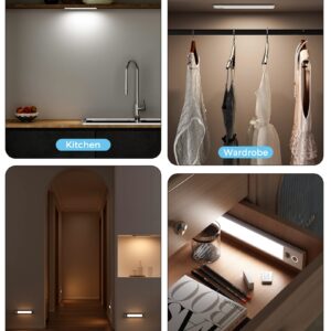 LED Under Cabinet Lighting Wireless,1500mAh USB-C Rechargeable LED Motion Sensor Light Indoor Closet Lights Motion Sensored Under Counter Lights for Kitchen Lights Under Cabinet(White,9.8inch)