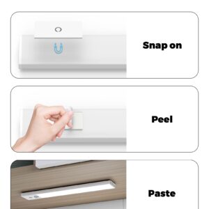 LED Under Cabinet Lighting Wireless,1500mAh USB-C Rechargeable LED Motion Sensor Light Indoor Closet Lights Motion Sensored Under Counter Lights for Kitchen Lights Under Cabinet(White,9.8inch)