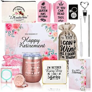 aodaer 11 pieces 2023 retirement gifts for women rose gold retirement party decorations retirement wine tumbler presents box retired gifts for teachers women mom nurse