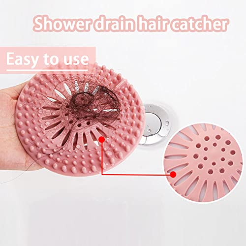 5 Pack Hair Catcher Durable Silicone Hair Stopper Shower Drain Covers, Easy to Install and Clean for Bathroom Bathtub Kitchen