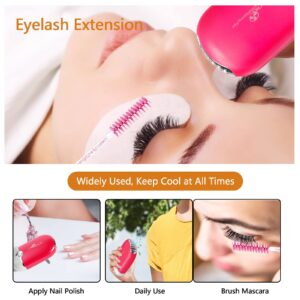 Lash Fan Eyelash Extension Supplies with USB Mini Portable Fans 3 Lash Shampoo Brush 50 Eyelash Mascara Brushes 1 Plastic Wash Bottle for Lash Extension（Rose）