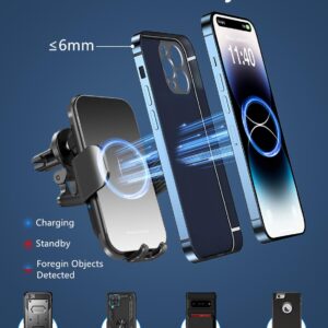 Wireless Car Charger for Samsung Galaxy Z Flip, 15W Charging [AUTO Moving Coil], Dash Air Vent Auto-Clamping Car Phone Holder Charger Mount Wireless Charging for iPhone 15/14/13, Galaxy Z Flip 5/4/3