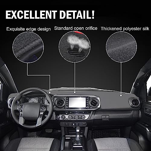 SENSHINE for Toyota Tacoma Accessories 2016-2022 2023 Dashboard Cover Center Console Cover Dash Mat Carpet Protector Sunshield Cover Custom Fit, All Gray