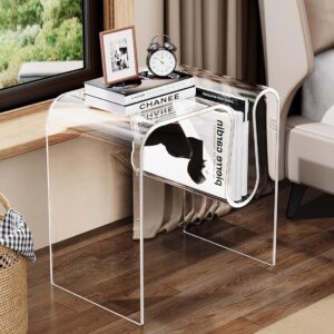 solaround Acrylic Side Table, Small End Table for Living Room,Bedside Table for Bedroom Lucite Nightstand (1, Clear, 17.7 * 17.7 * 11.8)