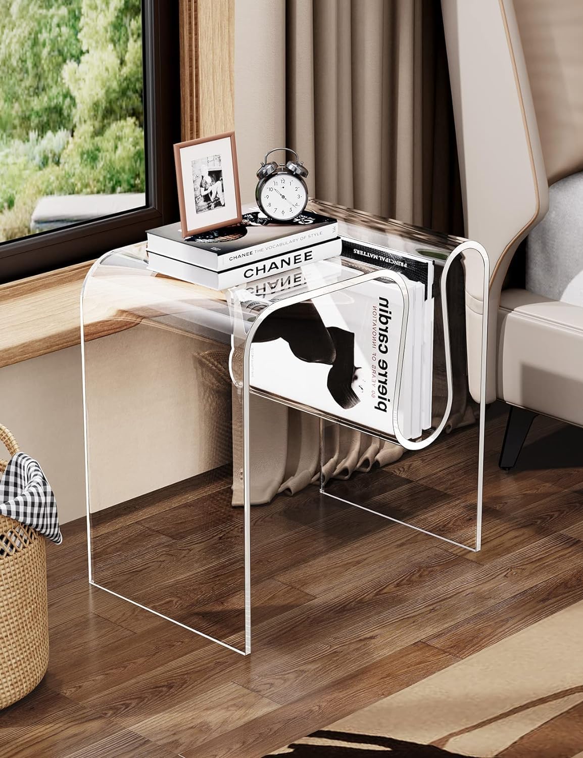 solaround Acrylic Side Table, Small End Table for Living Room,Bedside Table for Bedroom Lucite Nightstand (1, Clear, 17.7 * 17.7 * 11.8)