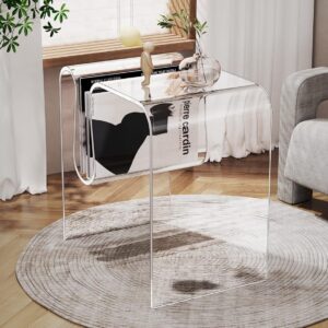 solaround Acrylic Side Table, Small End Table for Living Room,Bedside Table for Bedroom Lucite Nightstand (1, Clear, 17.7 * 17.7 * 11.8)