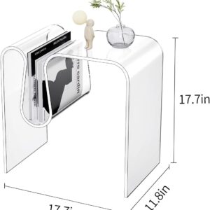 solaround Acrylic Side Table, Small End Table for Living Room,Bedside Table for Bedroom Lucite Nightstand (1, Clear, 17.7 * 17.7 * 11.8)