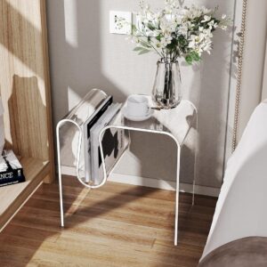 solaround Acrylic Side Table, Small End Table for Living Room,Bedside Table for Bedroom Lucite Nightstand (1, Clear, 17.7 * 17.7 * 11.8)